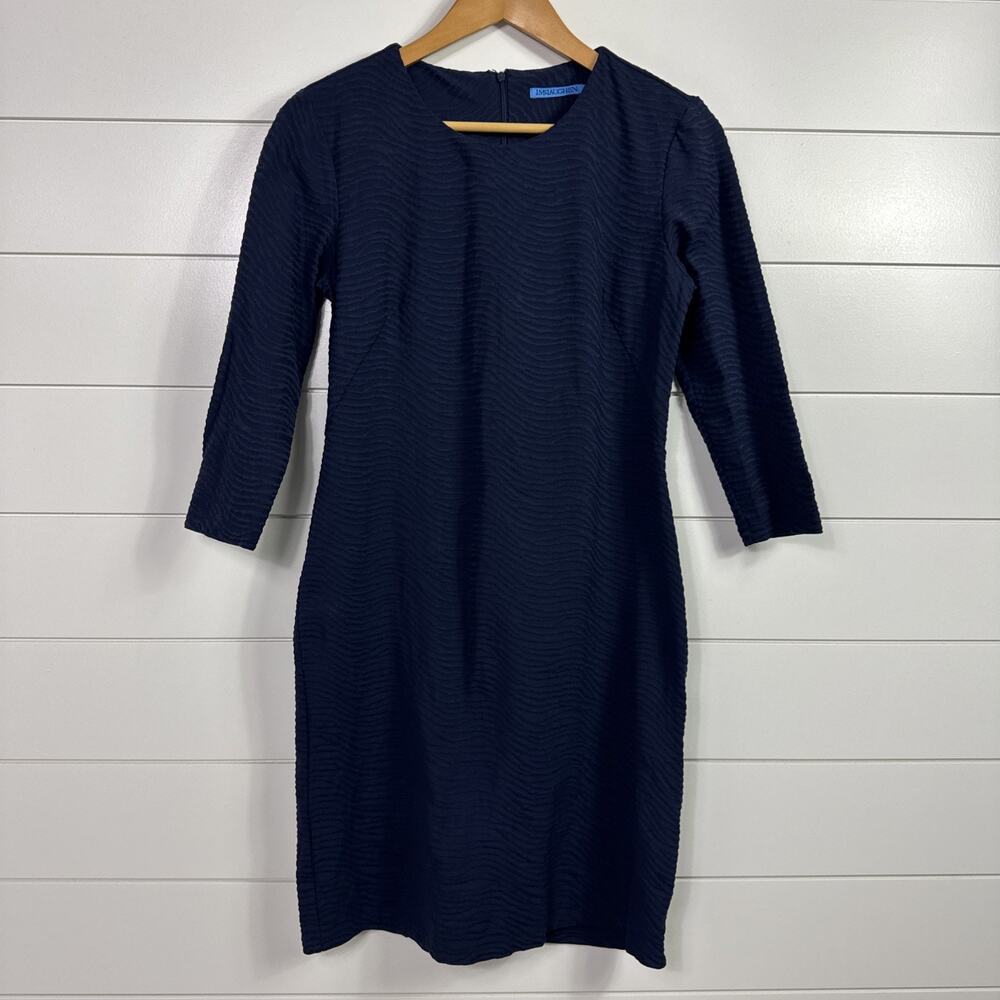 J. McLaughlin Carly Catalina Cloth Dress Knee Length Navy Blue Texture sz S